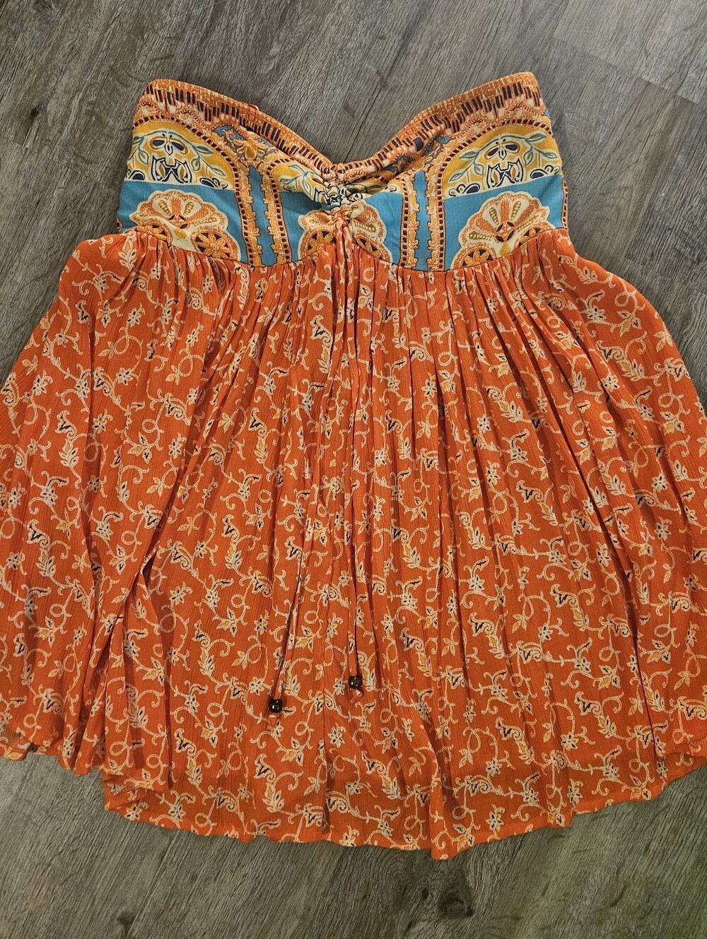 Free People Elowen Tube Romper Large Flowy Wide Leg Back Tie Cutout Dress Look